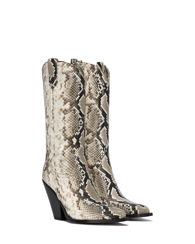 SANTA FE Women's Cowboy Boots in Natural Printed Python_01